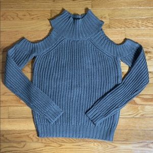 Elan gray cold shoulder turtleneck sweater